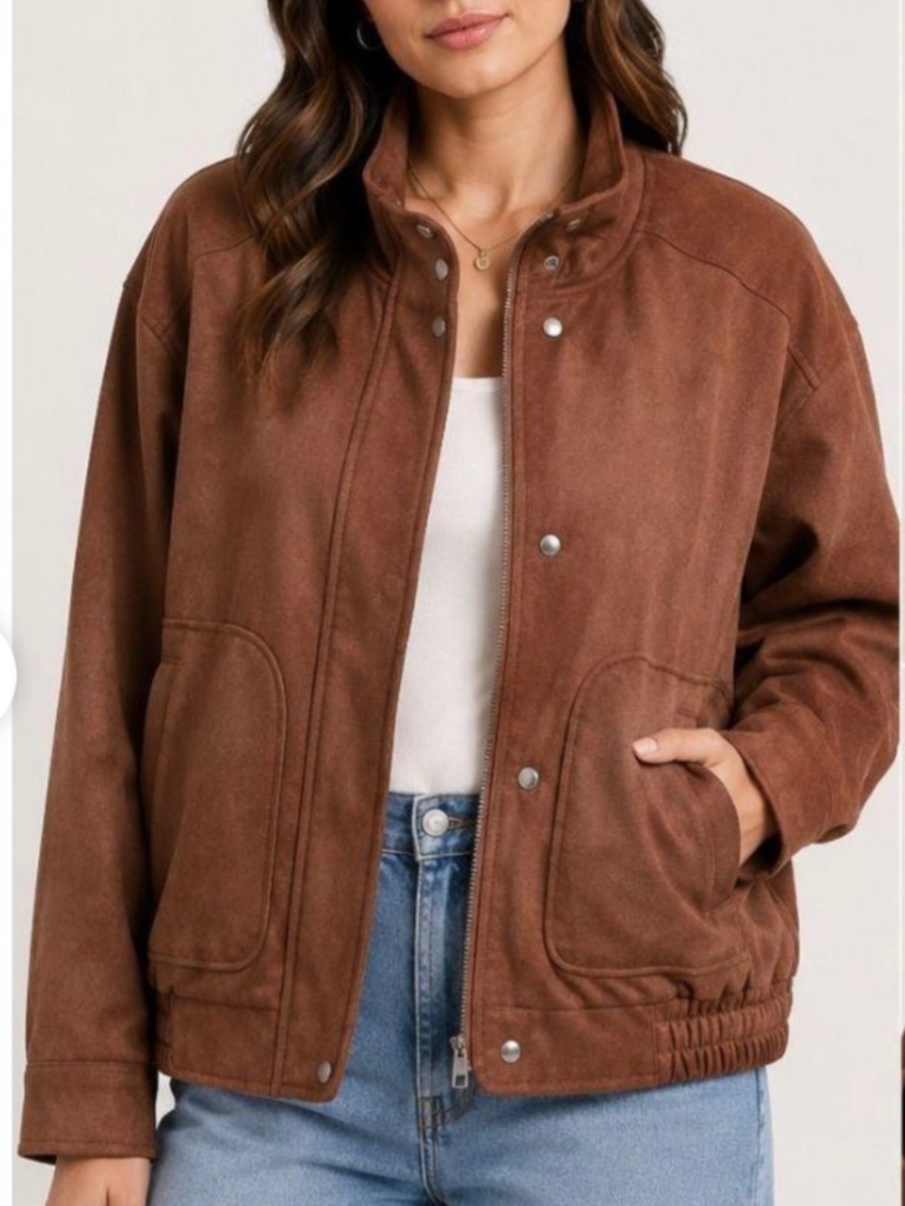 Universal Thread Women's Brown Suede Bomber Jacket - Classic Casual. Sz L.